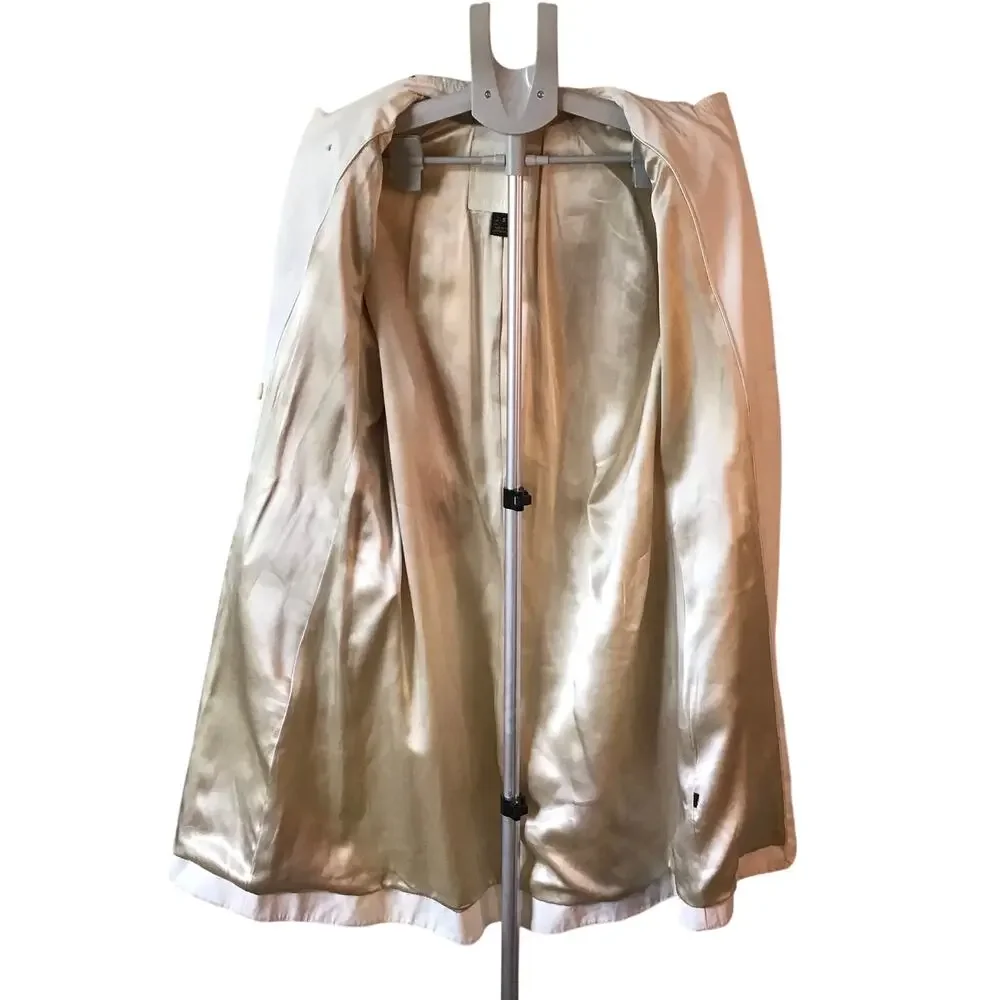 Coach White Poppy Cotton Trench Coat Women's Size S